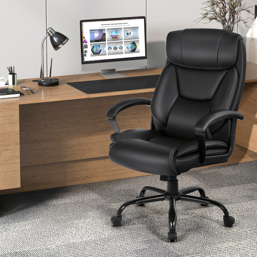 Ergonomic Massage Office Chair with 6-Point Vibration - Black