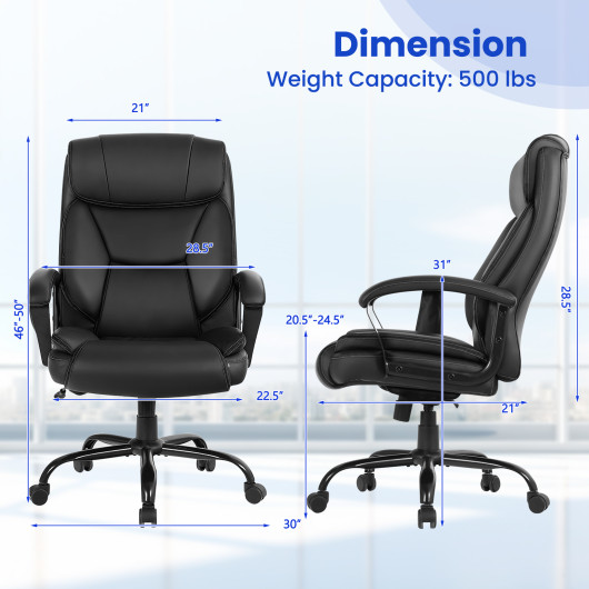 Ergonomic Massage Office Chair with 6-Point Vibration - Black