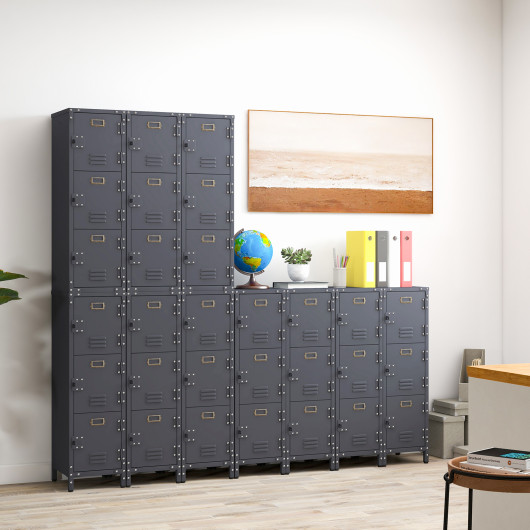 Industrial Metal Locker Cabinet with Adjustable Feet and 3 Doors