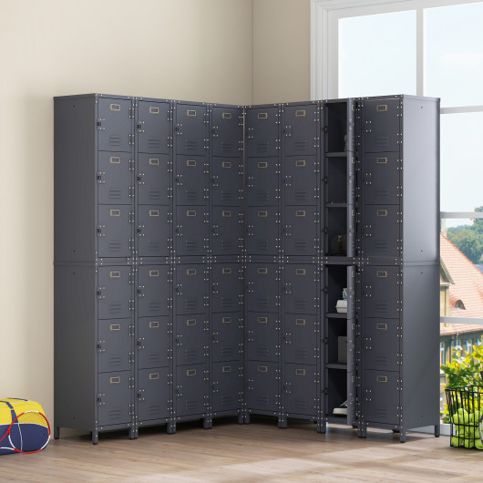 Industrial Metal Locker Cabinet with Adjustable Feet and 3 Doors