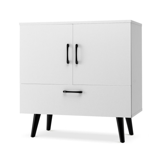 Mid-Century Modern Storage Cabinet with Doors and Drawer