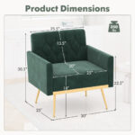 Velvet Accent Chair with Tufted Back and Golden Metal Legs