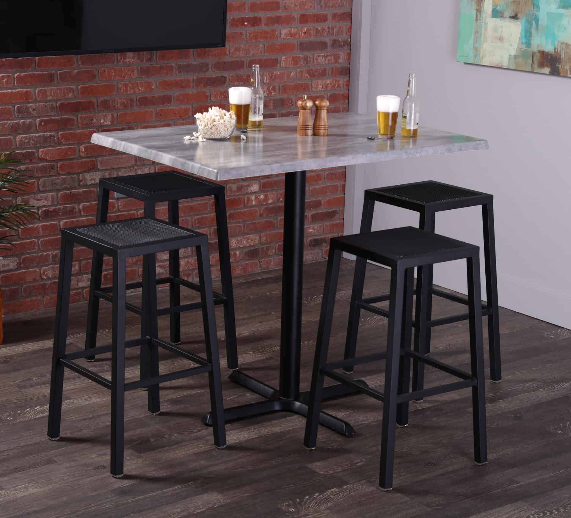 outdoor 25-inch steel backless bar stool with black mesh seat