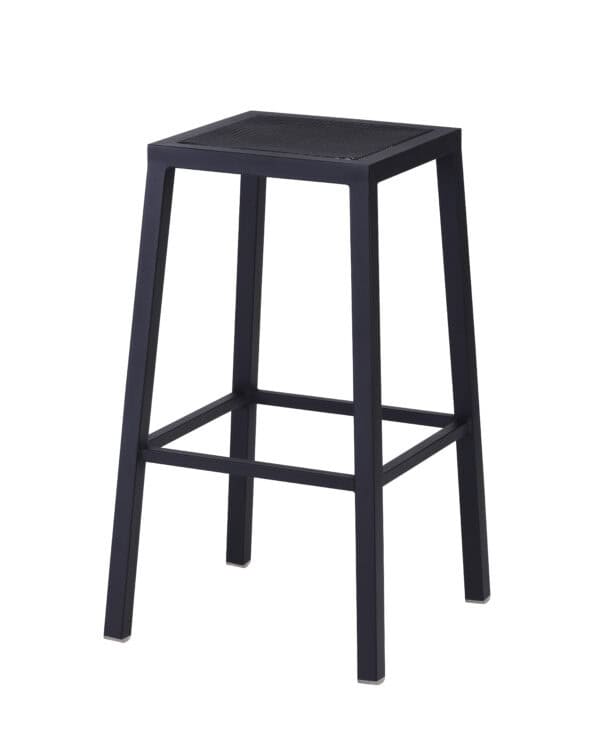 Outdoor 30-Inch Steel Backless Bar Stool with Black Mesh Seat