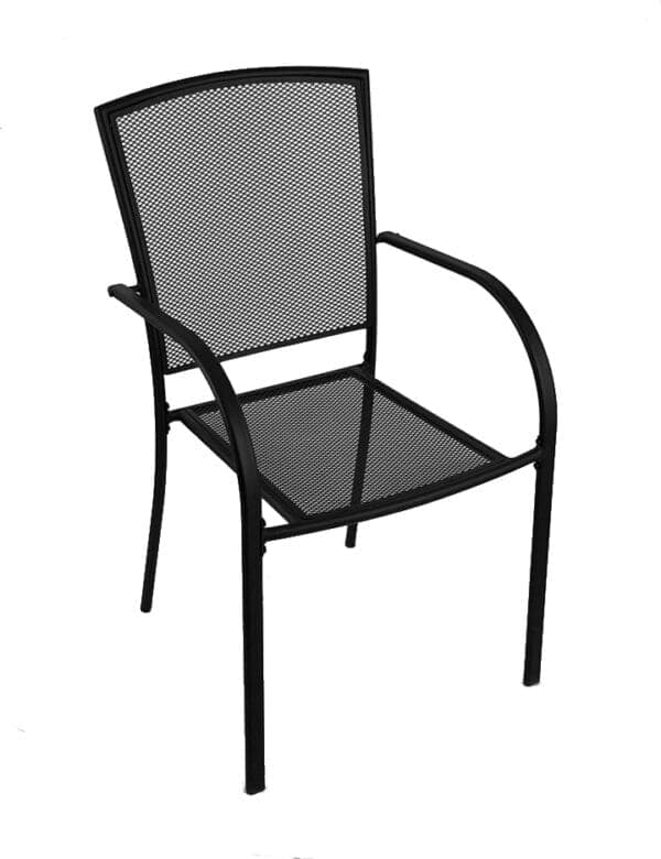 Outdoor 18-Inch Steel Chair with Black Mesh Seat and Back