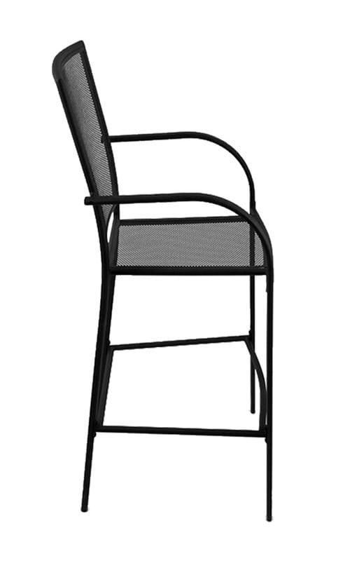 outdoor 30-inch steel bar stool with black mesh mesh seat and back