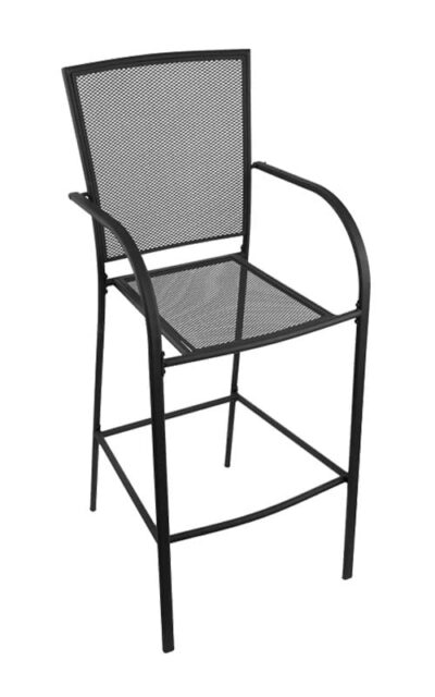 Outdoor 30-Inch Steel Bar Stool with Black Mesh Mesh Seat and Back