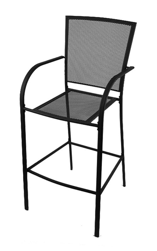outdoor 30-inch steel bar stool with black mesh mesh seat and back