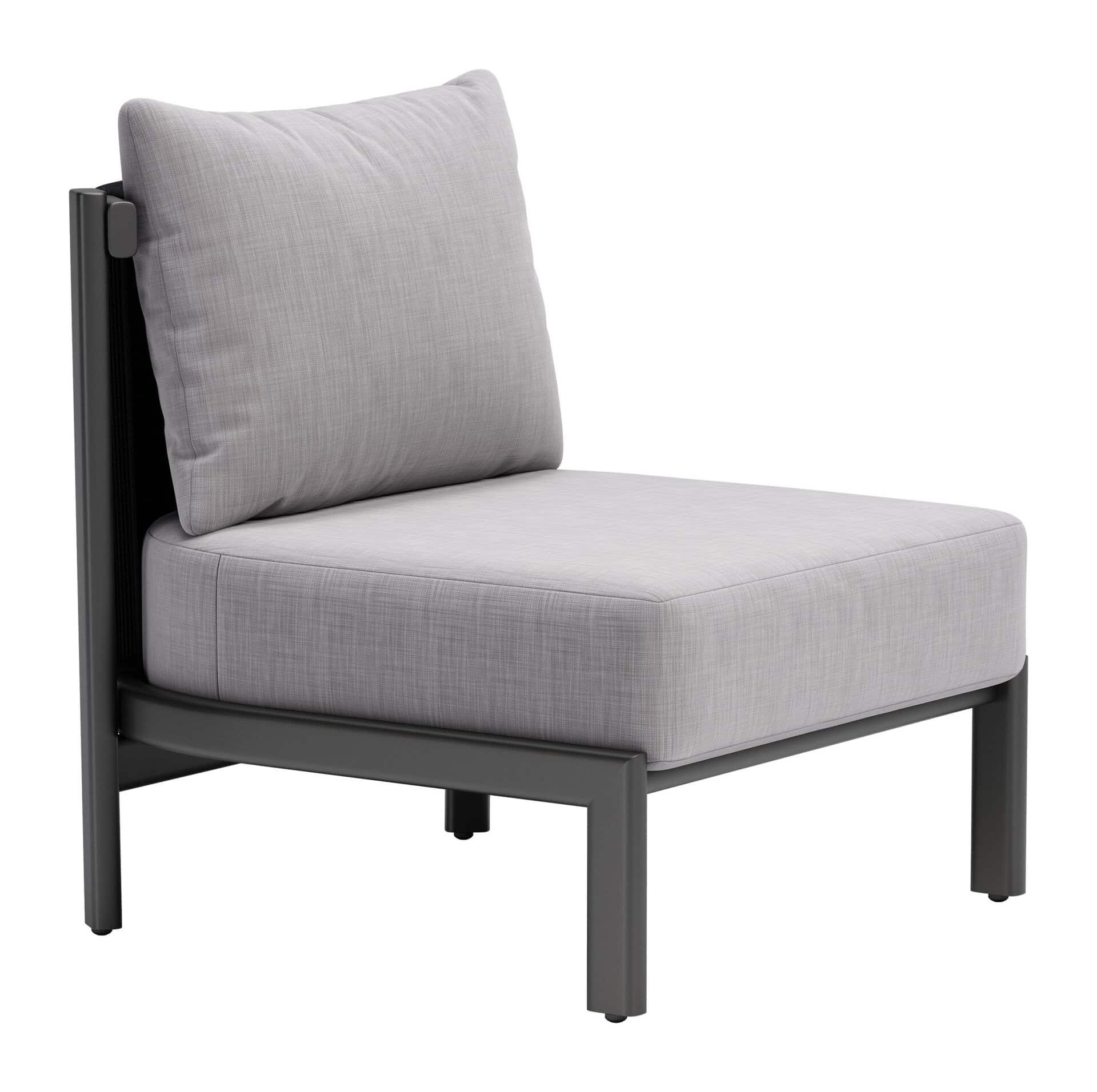 Gray Accent Chair with Washable Cushion, Aluminum Legs, and Rubber Feet
