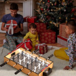 Compact LED Foosball Table with Non-Slip Handles for Two Players