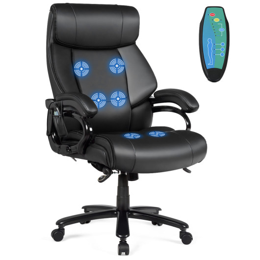 Big and Tall 400lb Black Massage Office Chair With Remote