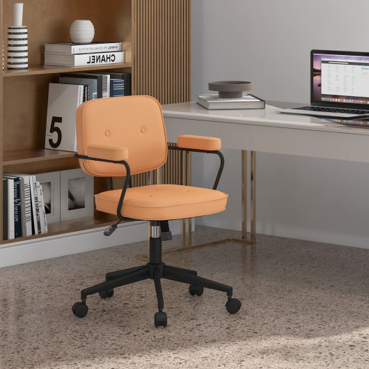 Ergonomic PU Leather Office Chair with Rocking Backrest Orange