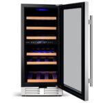 Dual Zone 30-Bottle Wine Cooler with Temperature Memory - Silver