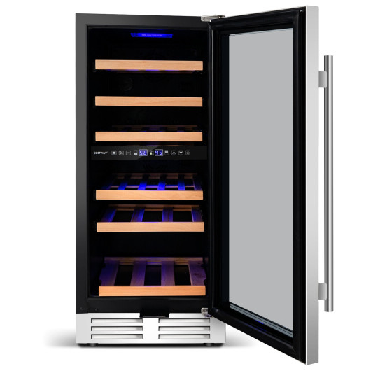 Dual Zone 30-Bottle Wine Cooler with Temperature Memory - Silver - Image 6