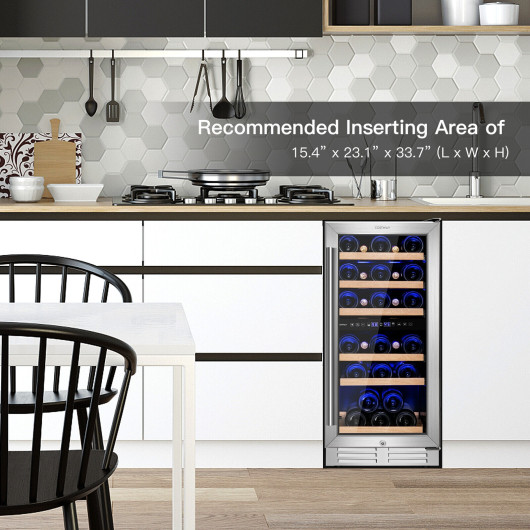 Dual Zone 30-Bottle Wine Cooler with Temperature Memory - Silver - Image 2