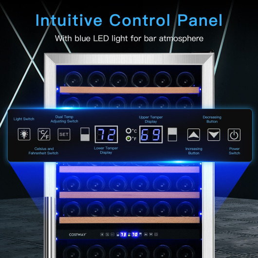 Dual Zone Wine Cooler Refrigerator with Temperature Control (154 Bottles) - Image 2