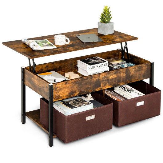 Lift Top Coffee Table with Storage Drawers and Hidden Compartment - Image 3