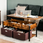 Lift Top Coffee Table with Storage Drawers and Hidden Compartment