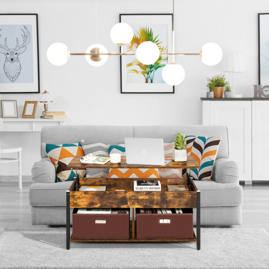 Lift Top Coffee Table with Storage Drawers and Hidden Compartment - Image 6