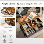 Lift Top Coffee Table with Storage Drawers and Hidden Compartment