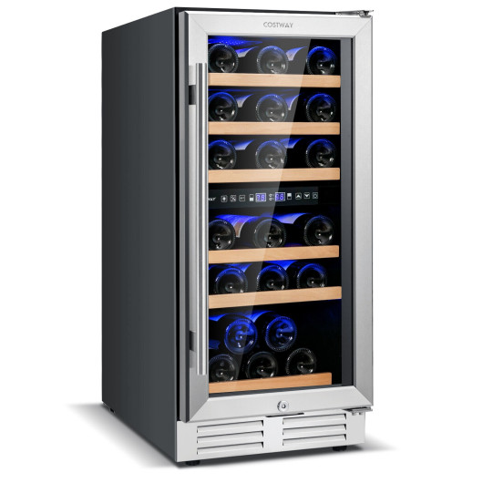 Dual Zone 30-Bottle Wine Cooler with Temperature Memory - Silver - Image 3