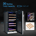Dual Zone 30-Bottle Wine Cooler with Temperature Memory - Silver