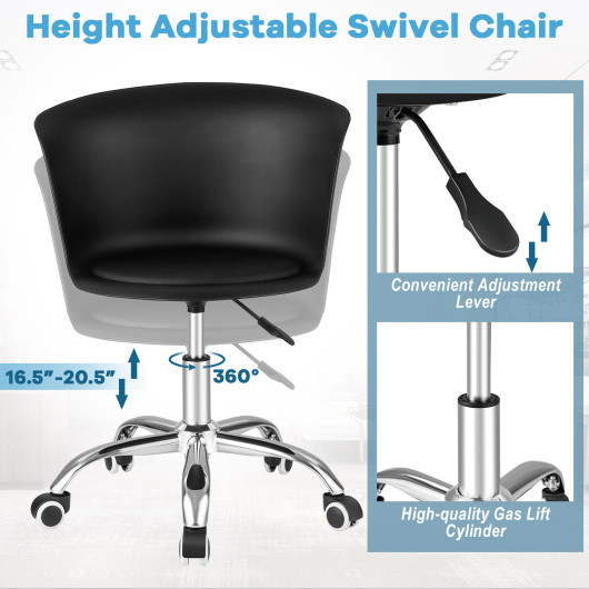 Ergonomic PU Leather Office Chair with Adjustable Height and Wheels (Set of 2)