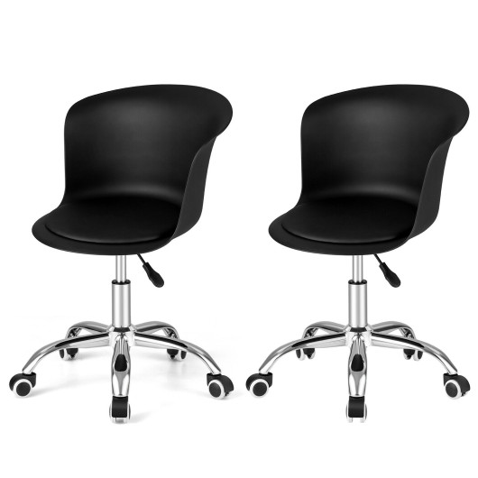 Ergonomic PU Leather Office Chair with Adjustable Height and Wheels (Set of 2)