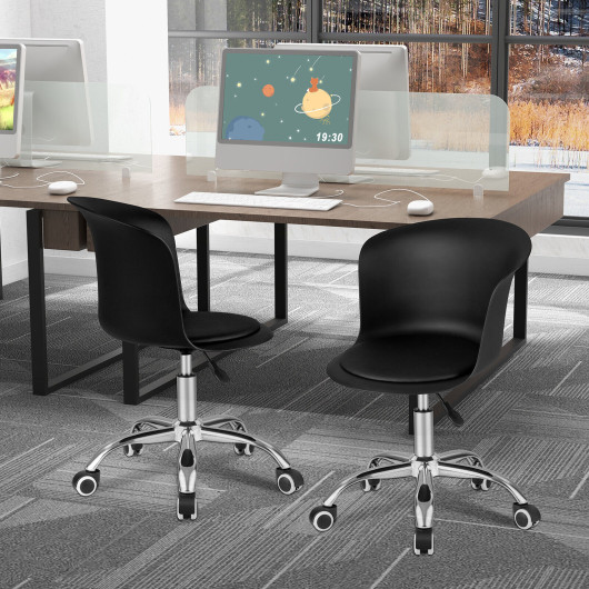 Ergonomic PU Leather Office Chair with Adjustable Height and Wheels (Set of 2)