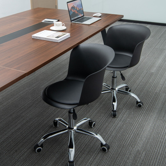 Ergonomic PU Leather Office Chair with Adjustable Height and Wheels (Set of 2)