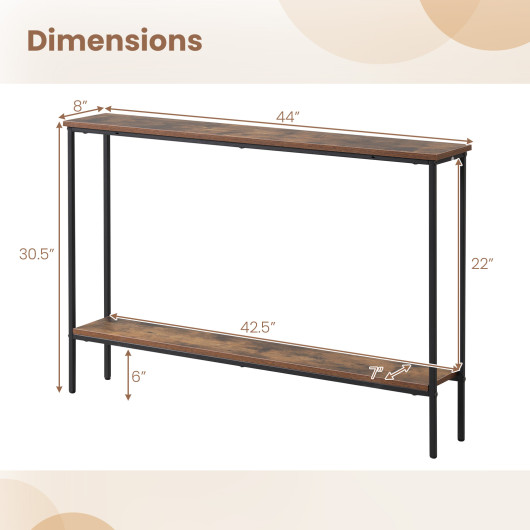 Slim 44 Inch Console Table with Shelf and Stability Features - Image 5