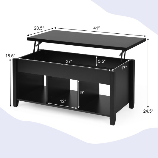 Lift Top Coffee Table with Hidden Storage and Open Shelves - Image 5