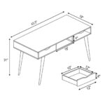 Modern Computer Desk with Drawers, Shelf, and Solid Wood Legs