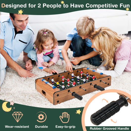 Mini Foosball Table with Steel Rods and Textured Grips
