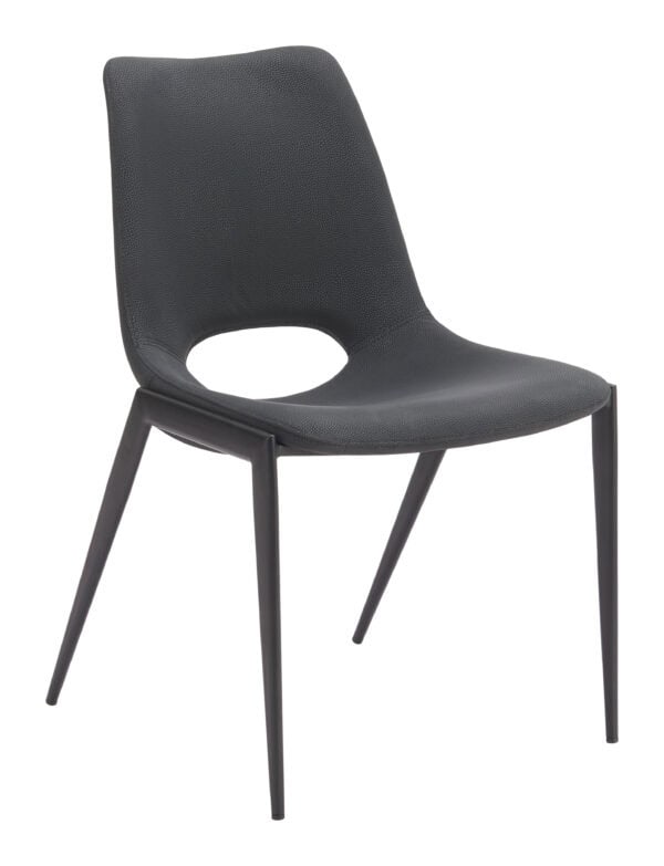 Black Faux Leather Armless Dining Chair with Steel Legs (Set of 2)