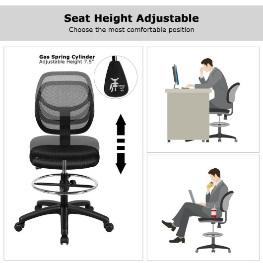 Ergonomic Adjustable Height Mesh Office Chair with Footrest - Image 5
