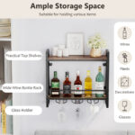 Industrial Wall Mounted Wine Rack with Shelves and Glass Holders