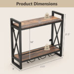 Industrial Wall Mounted Wine Rack with Shelves and Glass Holders
