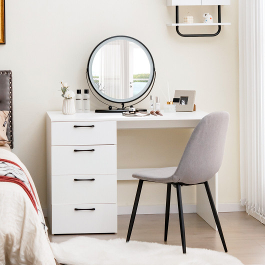White Computer Desk with Spacious Top and 4 Drawers - Image 2