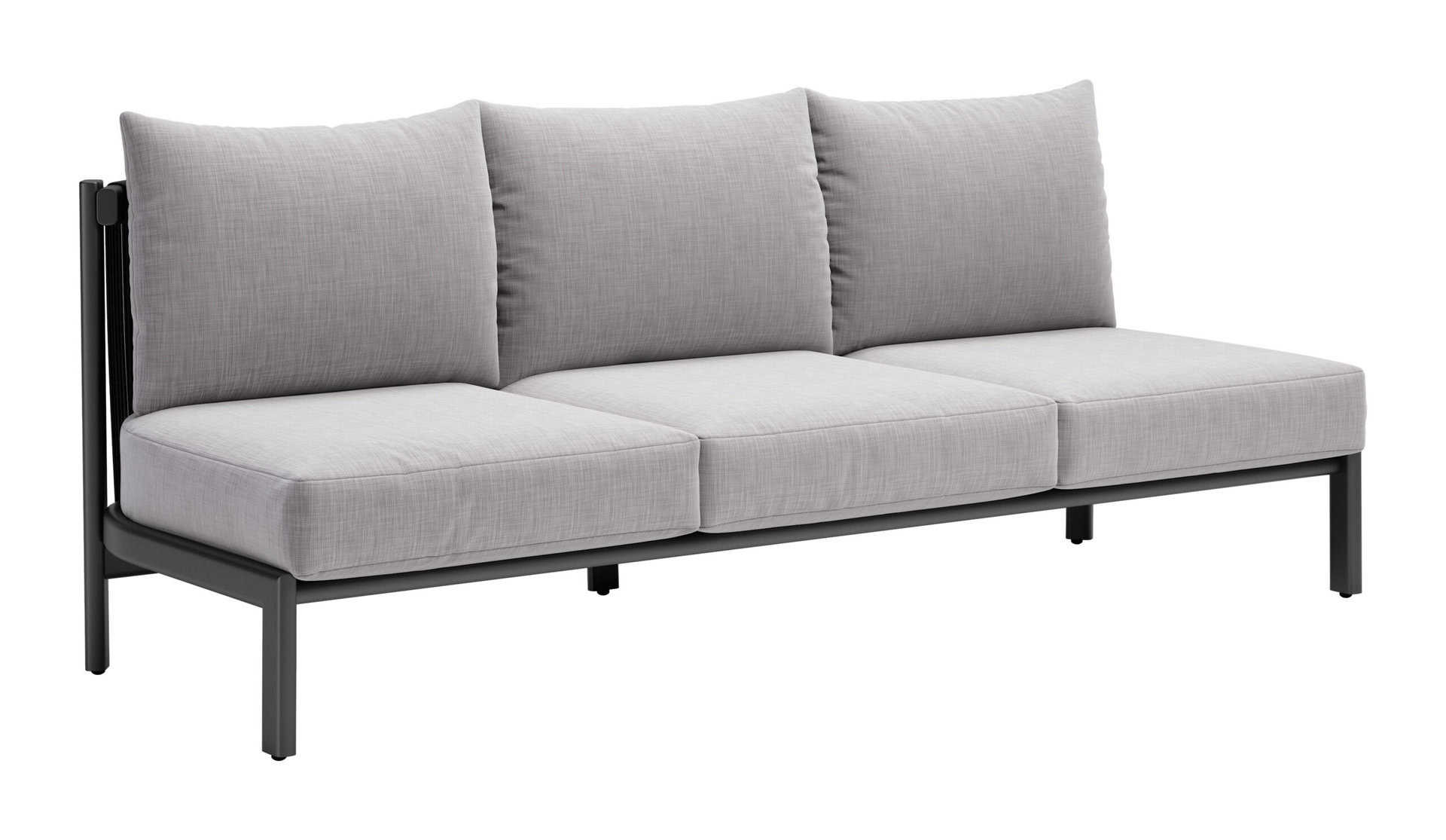 Gray Horizon Sofa with Removable Cushions and Aluminum Legs