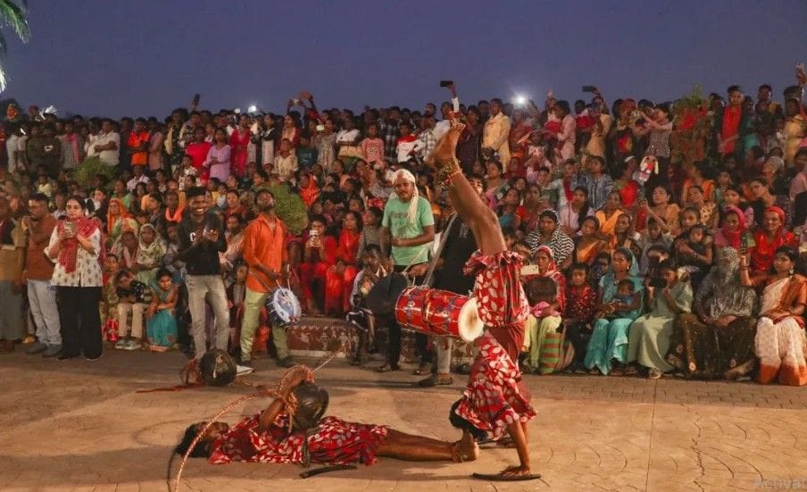 Tribal folk dance and customs during Bastar Dussehra Festival India