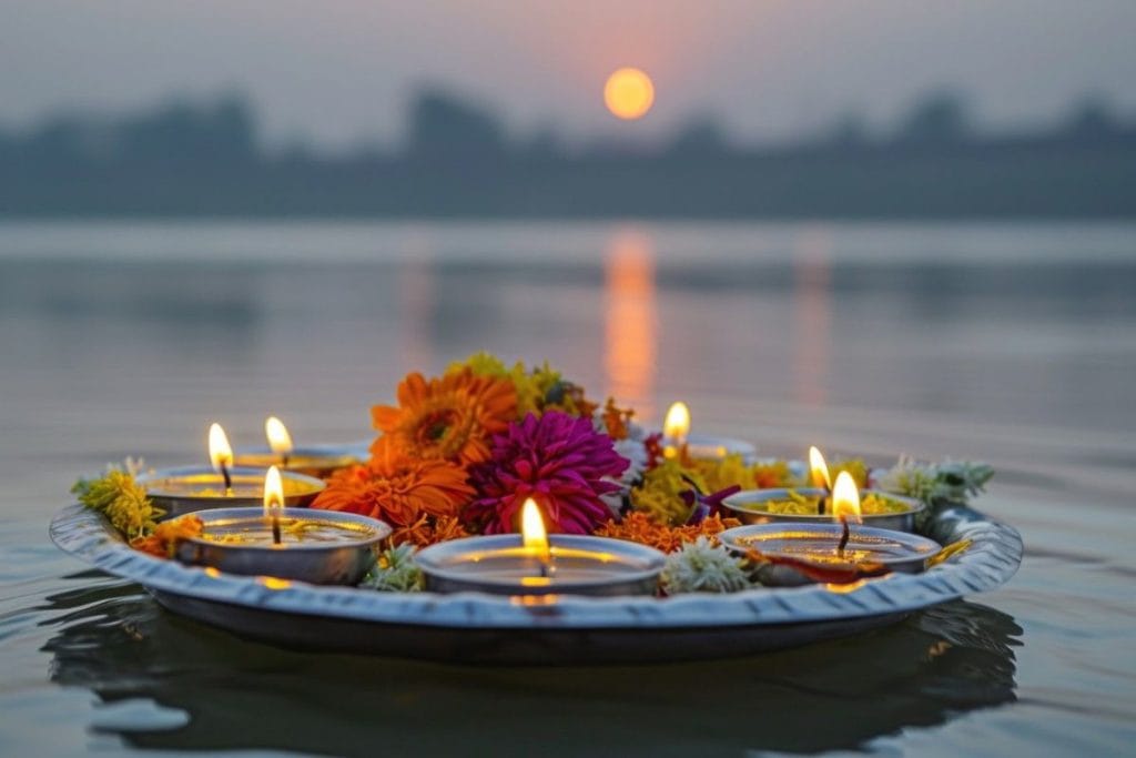 Evening aarti at Rajim Triveni Sangam during Kumbh Mela