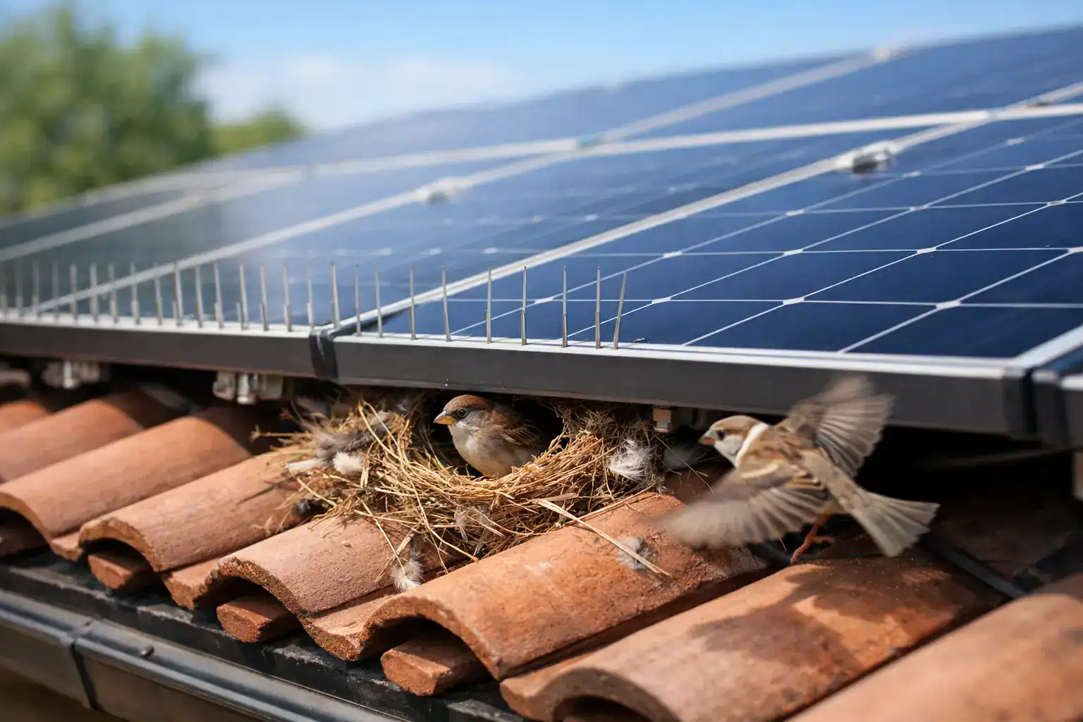 How to Stop Birds Nesting Under Solar Panels