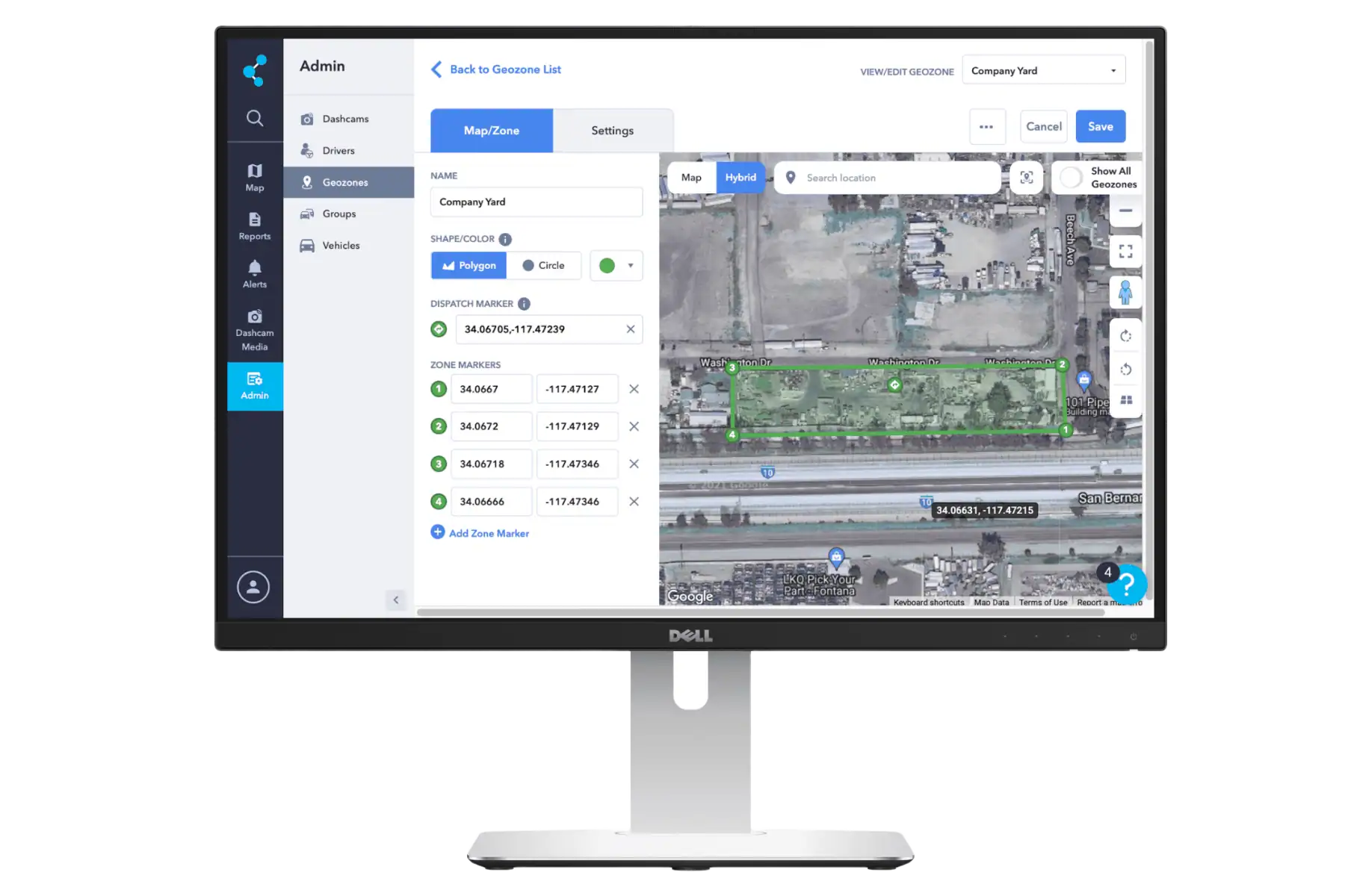 Real-time GPS activity dashboard for monitoring fleet vehicle movement