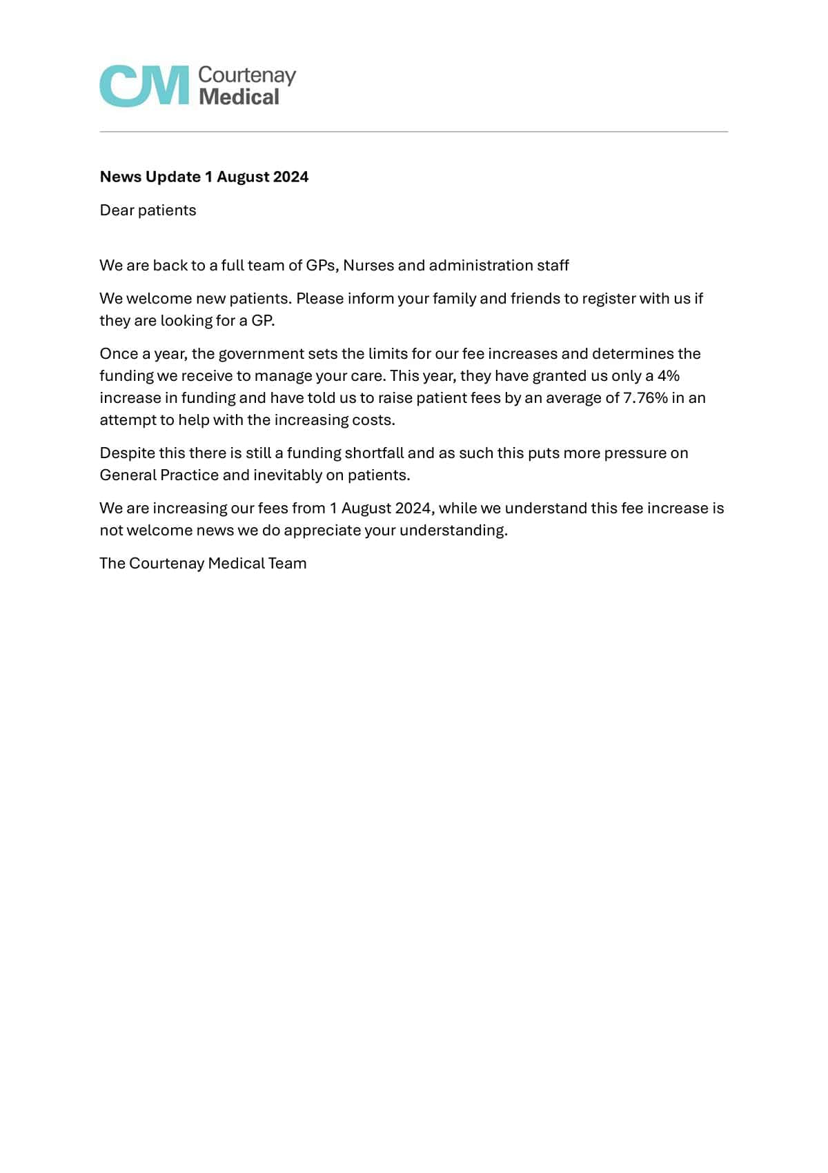 1 August Newsletter