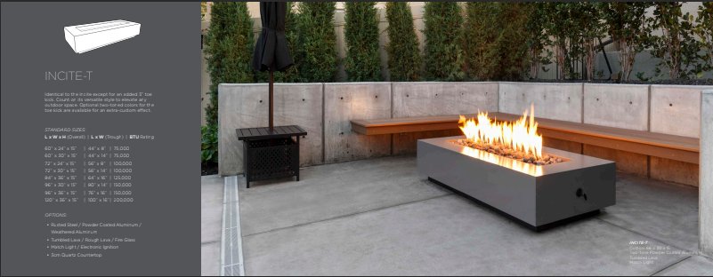 Round fire pit with built-in seating walls