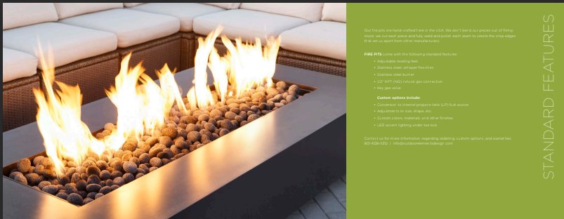 Fire pit table on stamped concrete patio