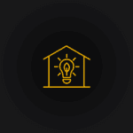 Illustration eines Hauses mit Glühbirne, symbolisiert innovative Webdesign- und WordPress-Setup-Dienste im Starterpaket.