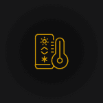 Icon eines Thermometers und eines Steuerungsbildschirms, symbolisiert Temperaturkontrolle und Systemeinrichtung für WordPress-Startpakete.