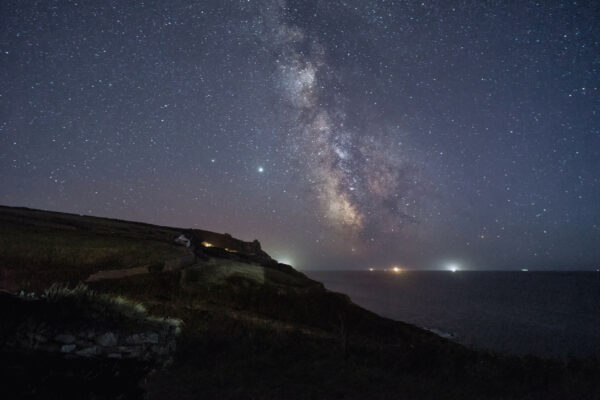 Milky Way over Carn Gloose from Cape Cornwall